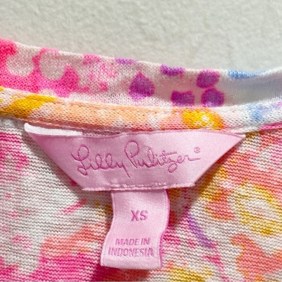 LILLY PULITZER Women’s Multicolor Linen INARA Tee In BOHEMIAN BEACH Preppy Sz XS - Picture 6 of 8